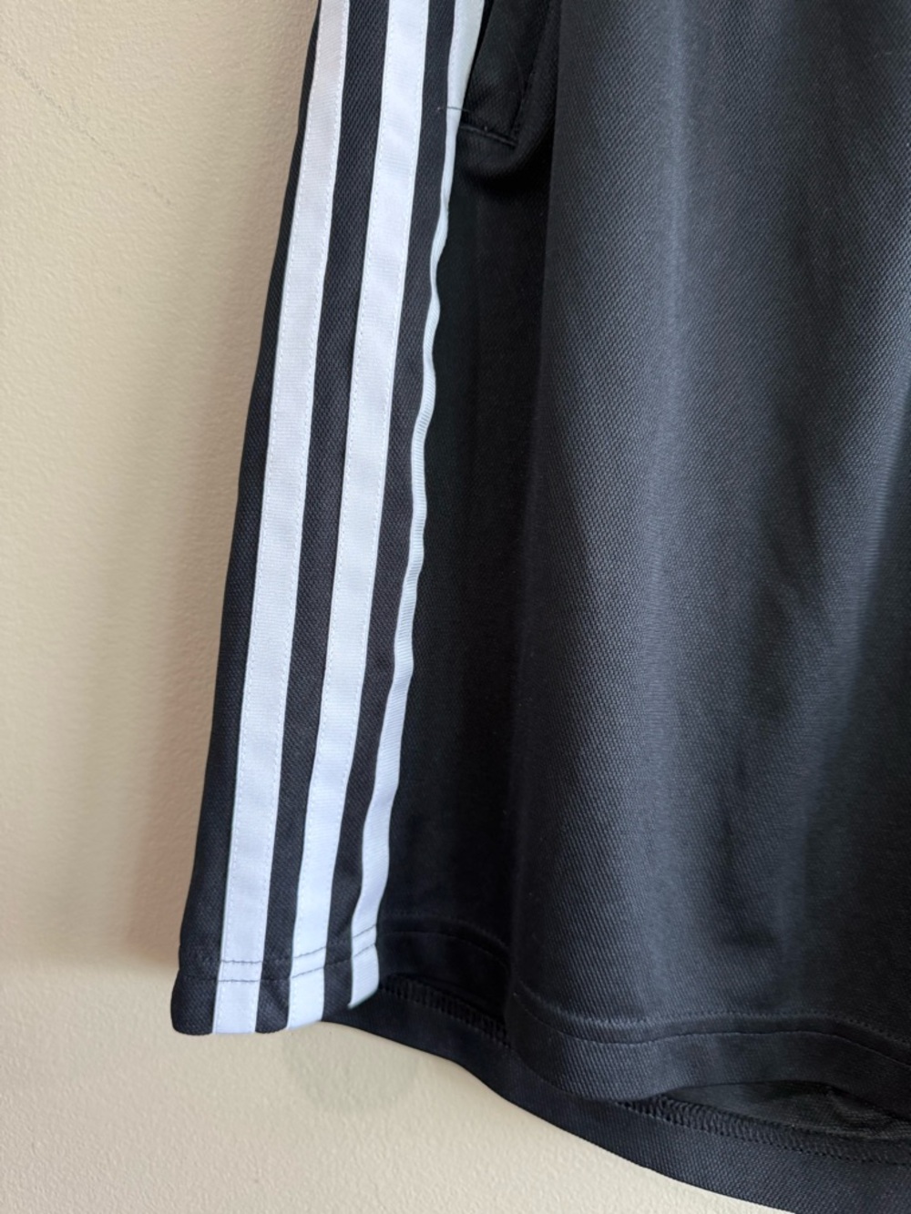 NEW adidas Black Men's Athletic Shorts White Side Stripes Zipper Pockets - Picture 7 of 8